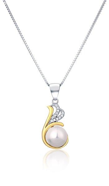 JwL Luxury Pearls Ezüst bicolor nyaklánc valódi gyönggyel és cirkónium
kövekkel JL0786 (lánc, medál)
