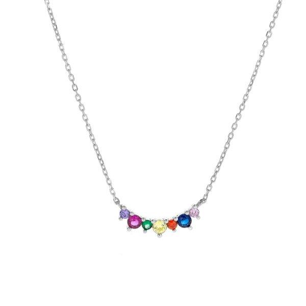 AGAIN Jewelry Ezüst nyaklánc színes cirkónium kővel AJNA0003
