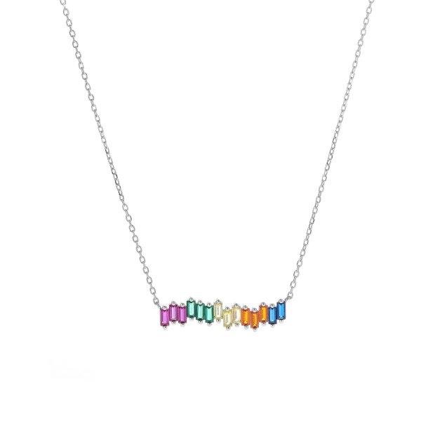 AGAIN Jewelry Gyönyörű ezüst nyaklánc színes cirkónium kövekkel AJNA0010