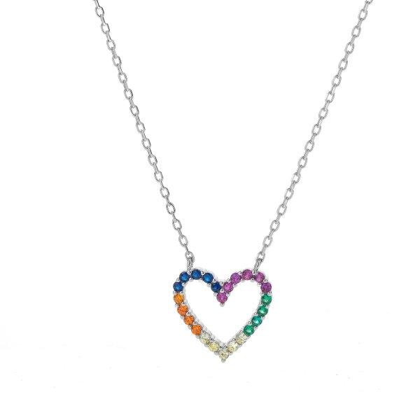 AGAIN Jewelry Gyengéd ezüst nyaklánc Színes szív AJNA0025