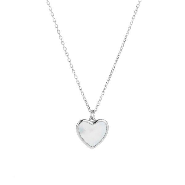 AGAIN Jewelry Gyengéd ezüst nyaklánc Szív gyöngyházzal AJNA0031 (lánc,
medál)