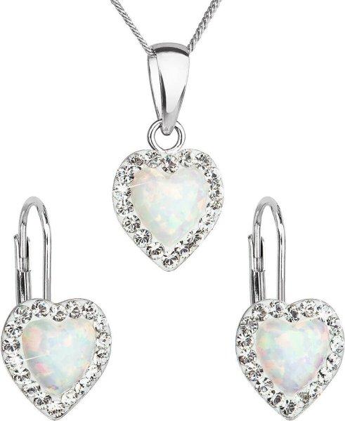 Evolution Group - Pavona Csillogó szív alakú ékszerszett Preciosa
kristállyal 39161.1 & white s.opal(fülbevaló, nyaklánc, medál)