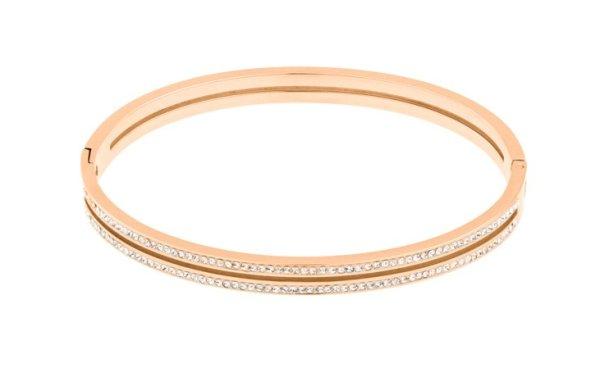 JVD Csillogó merev rózsaszín aranyozott acél karkötő SSSB0058XI8RO 6,5 cm