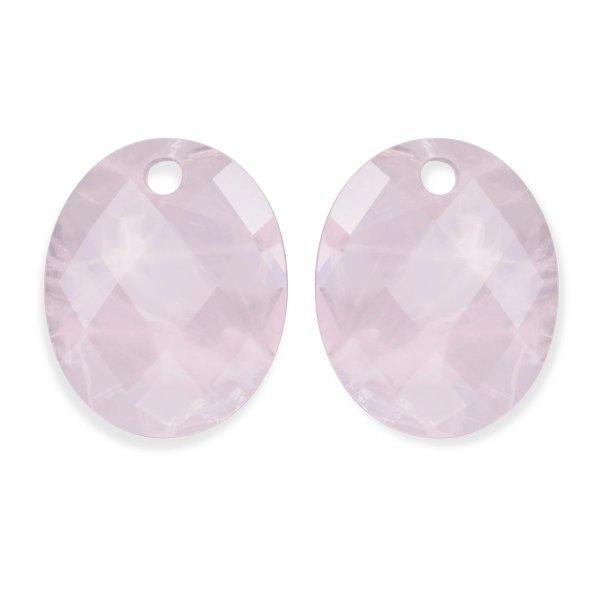 Sparkling Jewels Ovális medálok rózsakvarcból fülbevalókhoz EAGEM13-RO