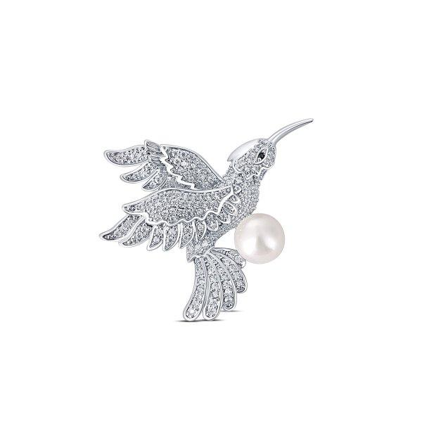 JwL Luxury Pearls Bájos kolibri bross valódi gyönggyel JL0515