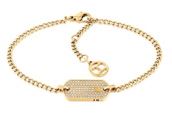 Tommy Hilfiger Női aranyozott karkötő kristályokkal Dog Tag 2780864