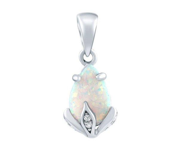 Silvego Ezüst Clarissa medál fehér opállal Brilliance Zirconia JJJ1267PW