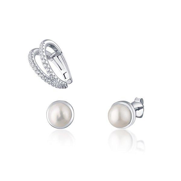 JwL Luxury Pearls Modern aranyozott fülbevaló szett (1x fülcimpadísz
fülbevaló, 2x bedugós fülbevaló) JL0808