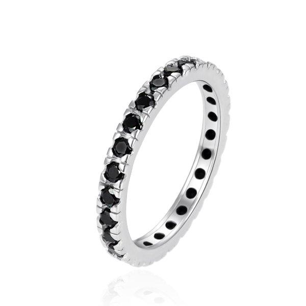 Agato Ezüst gyűrű fekete cirkónium kövekkel AGT-R16BK 58 mm
