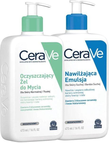CeraVe Tisztító mosakodó és hidratáló emulzió szett 2 x 473 ml