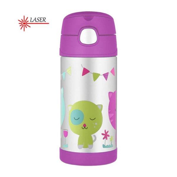 Thermos FUNtainer Gyermek termosz szívószállal - macska 355 ml