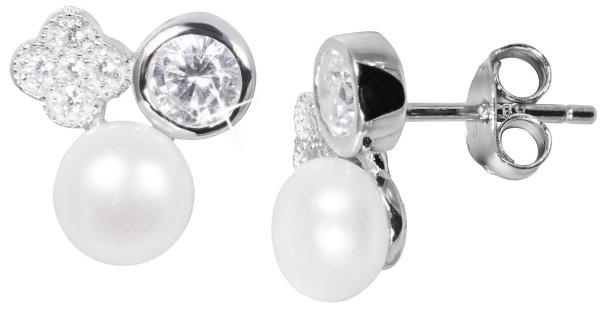 JwL Luxury Pearls Gyengéd fülbevaló igazgyöngyökkel és cirkónium
kövekkel JL0539