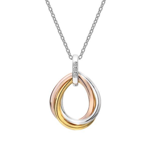 Hot Diamonds Tricolor nyaklánc gyémánttal Trio Teardrop RG DP780 (lánc,
medál)