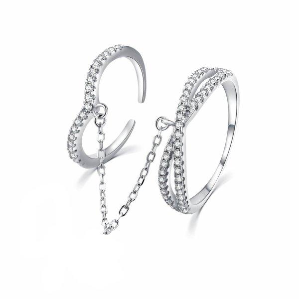 MOISS Luxus dupla ezüst gyűrű cirkónium kövekkel R00022 54 mm