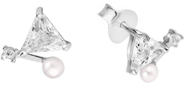 JwL Luxury Pearls Gyengéd fülbevaló igazgyönggyel és kristályokkal JL0586