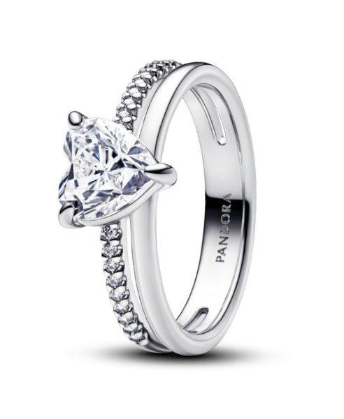 Pandora Csillogó ezüst gyűrű cirkónium kövekkel Timeless 193100C01 52 mm