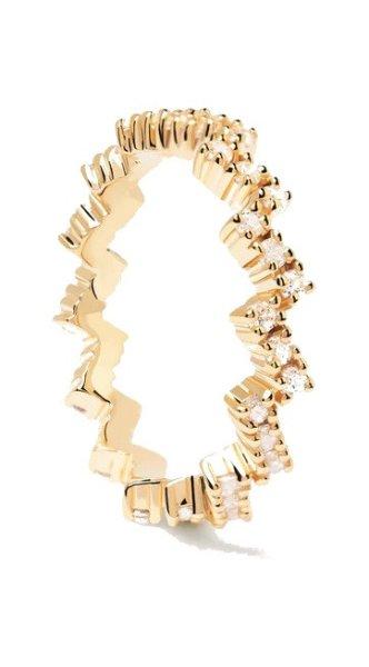 PDPAOLA Csillogó aranyozott gyűrű cirkónium kővel ZIPPER Gold AN01-685 48
mm