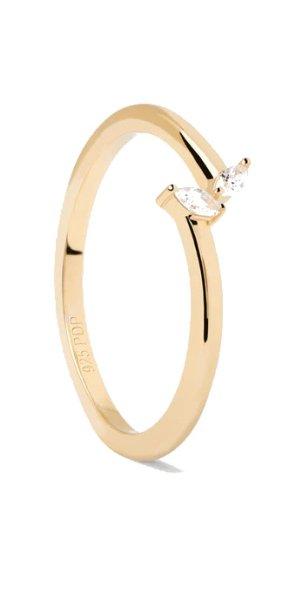 PDPAOLA Gyengéd aranyozott gyűrű cirkónium kövekkel EVA Gold AN01-876 56 mm