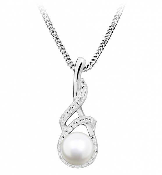 Silver Cat Gyengéd nyaklánc gyönggyel és cirkónium kövekkel SC413