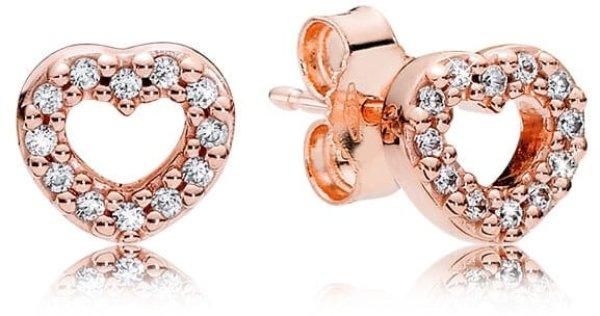 Pandora Gyengéd szív alakú fülbevaló kristályokkal 280528CZ