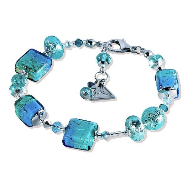 Lampglas Bájos karkötő Turquoise Delight tiszta ezüsttel a Lampglas BCU69
gyöngyökben
