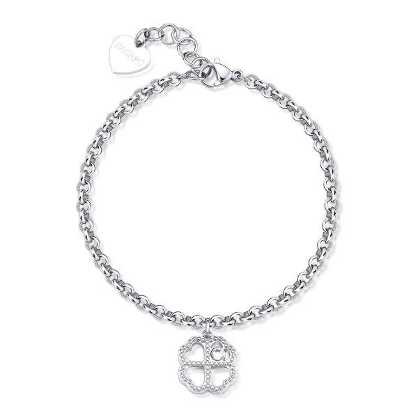 S'Agapõ Bájos acél karkötő Négylevelű lóhere Lucky Light SKT45