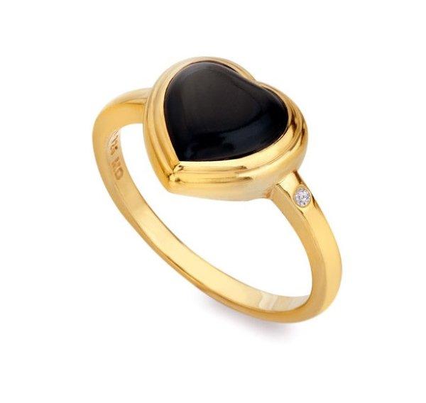 Hot Diamonds Aranyozott gyémánt gyűrű ónix ásvánnyal Jac Jossa Soul DR231
56 mm