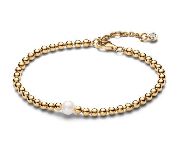 Pandora Aranyozott gyöngy karkötő Perla Timeless Shine 563173C01 18 cm
