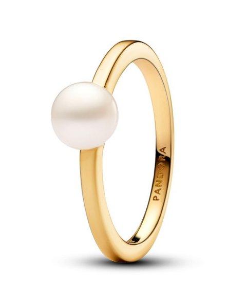 Pandora Bájos aranyozott gyűrű gyönggyel Timeless Shine 163157C01 50 mm