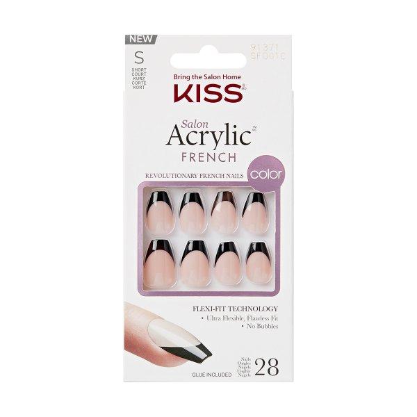 KISS Öntapadó körmök Salon Acrylic French Color - Flame 28 db