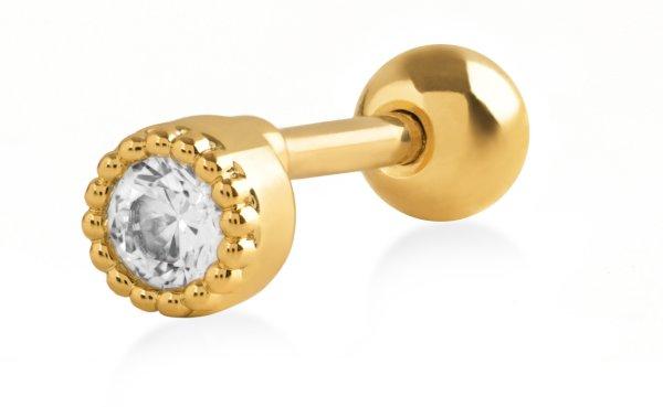 Troli Piercing aranyozott fülbevaló színtiszta kristállyal