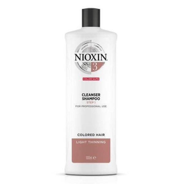 Nioxin Sampon vékonyszálú, enyhén elvékonyodó festett hajra System 3
(Shampoo Cleanser System 3) 1000 ml
