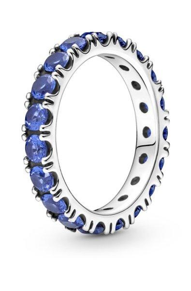 Pandora Csillogó ezüst gyűrű kék kristályokkal Eternity 190050C02 50 mm