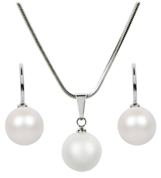 Levien Nyaklánc és fülbevaló szett Pearl Pearlescent White SET-041