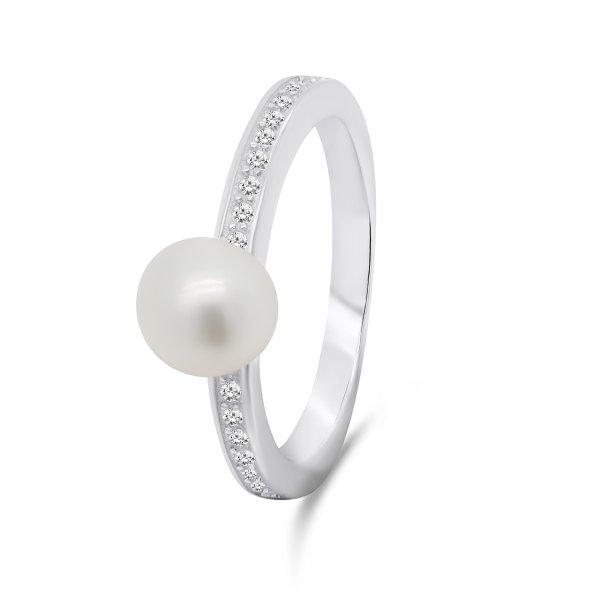 Brilio Silver Elegáns ezüst gyűrű valódi gyönggyel RI055W 54 mm