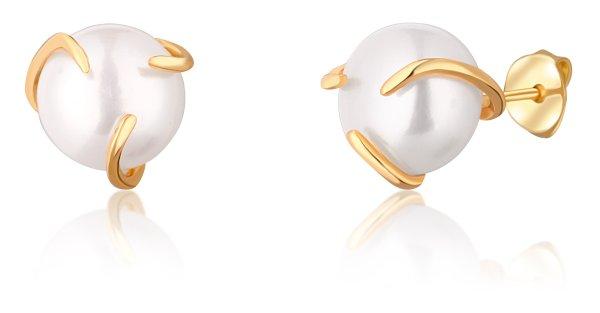 JwL Luxury Pearls Divatos aranyozott fülbevaló folyami gyönggyel JL0737