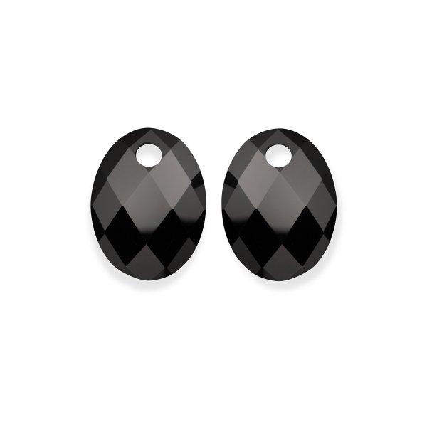 Sparkling Jewels Ovális medálok fülbevalóra fekete ónixból EAGEM07-MO