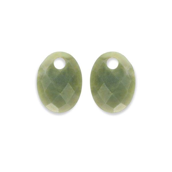 Sparkling Jewels Ovális medálok fülbevalóra zöld jade kőből EAGEM61-MO