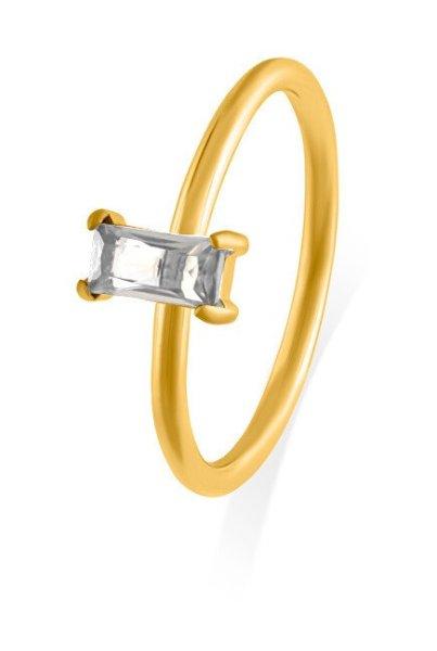 Troli Bájos aranyozott gyűrű átlátszó cirkónium kővel 52 mm