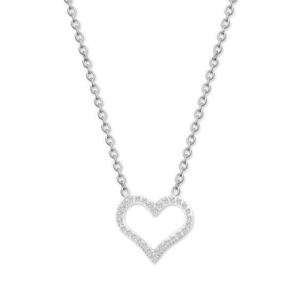 CRYSTalp Romantikus acél nyaklánc kristályokkal Sparkling Heart 30449.E