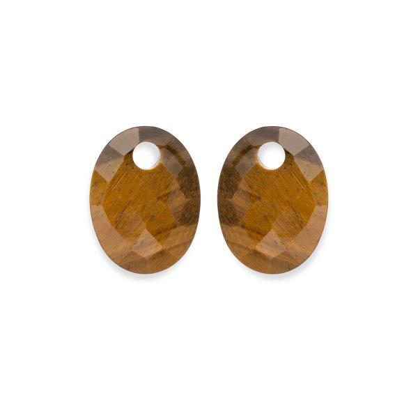 Sparkling Jewels Ovális medálok fülbevalóra tigrisszemből EAGEM09-MO