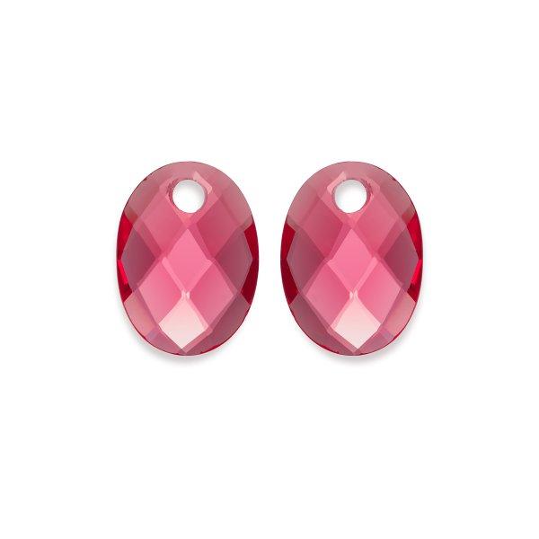 Sparkling Jewels Ovális medálok fülbevalóra fukszia kvarcból EAGEM51-MO