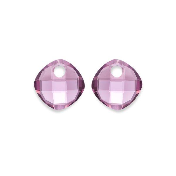 Sparkling Jewels Medálok fülbevalóra lila rózsakvarcból EAGEM59-CC