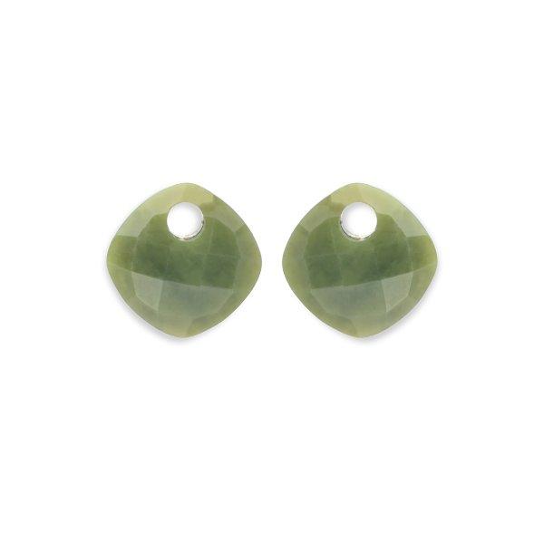 Sparkling Jewels Medálok fülbevalóra zöld jade kőből EAGEM61-CC
