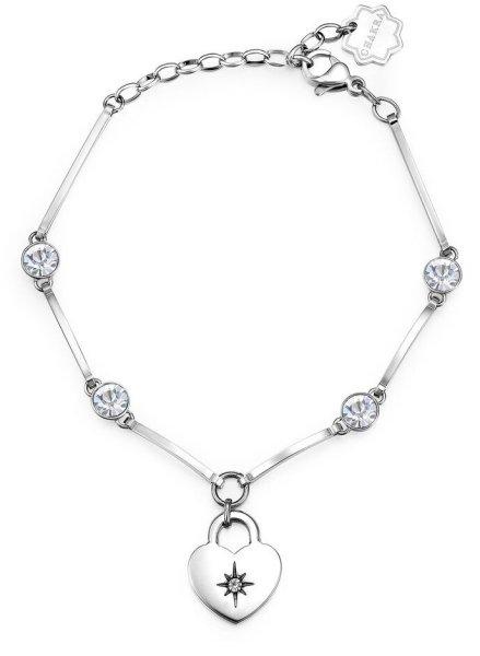 Brosway Gyengéd acél karkötő Szív kristályokkal Chakra BHKB019