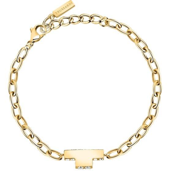 Trussardi Bájos aranyozott karkötő cirkónium kövekkel T-Logo TJAXC29