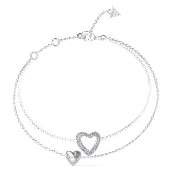 Guess Dupla acél karkötő szívekkel Beloved JUBB05027JWRH 14,5 cm