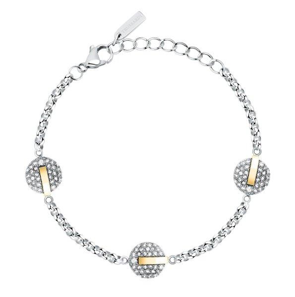 Trussardi Csillogó bicolor acél karkötő T-Round TJAYF10