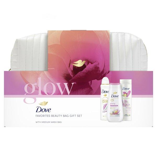 Dove Testápoló ajándékkészlet kozmetikai táskával Glow
