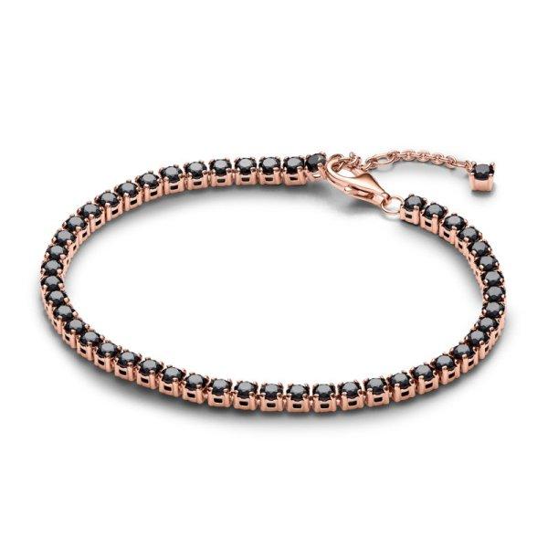 Pandora Aranyozott karkötő fekete kristályokkal Rose Timeless 581469C02 18 cm